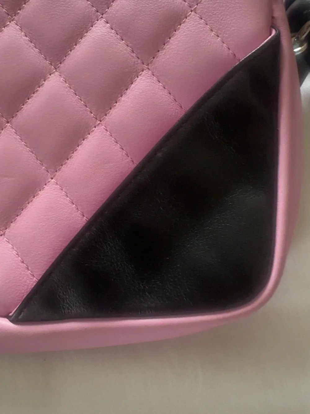 CHANEL Pink and Black Quilted Crossbody Camera Bag